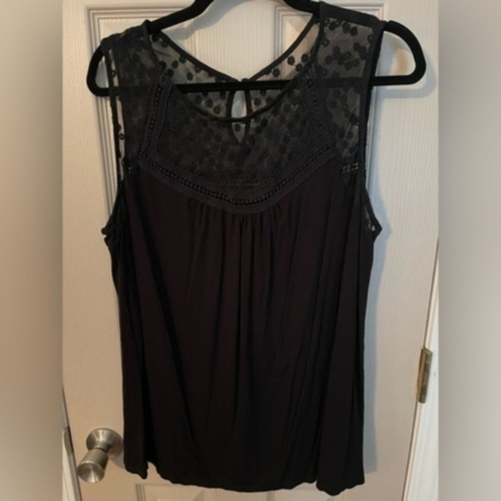 Loveappella Lace Trim Sleeveless Top